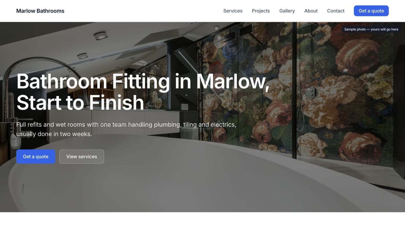 Website Guv built for Marlow Bathrooms, Marlow