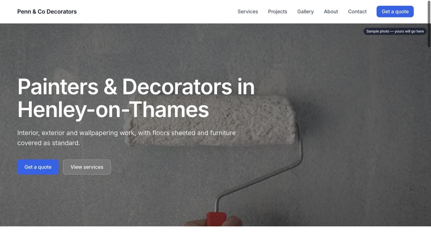 Website Guv built for Penn & Co Decorators, Henley-on-Thames