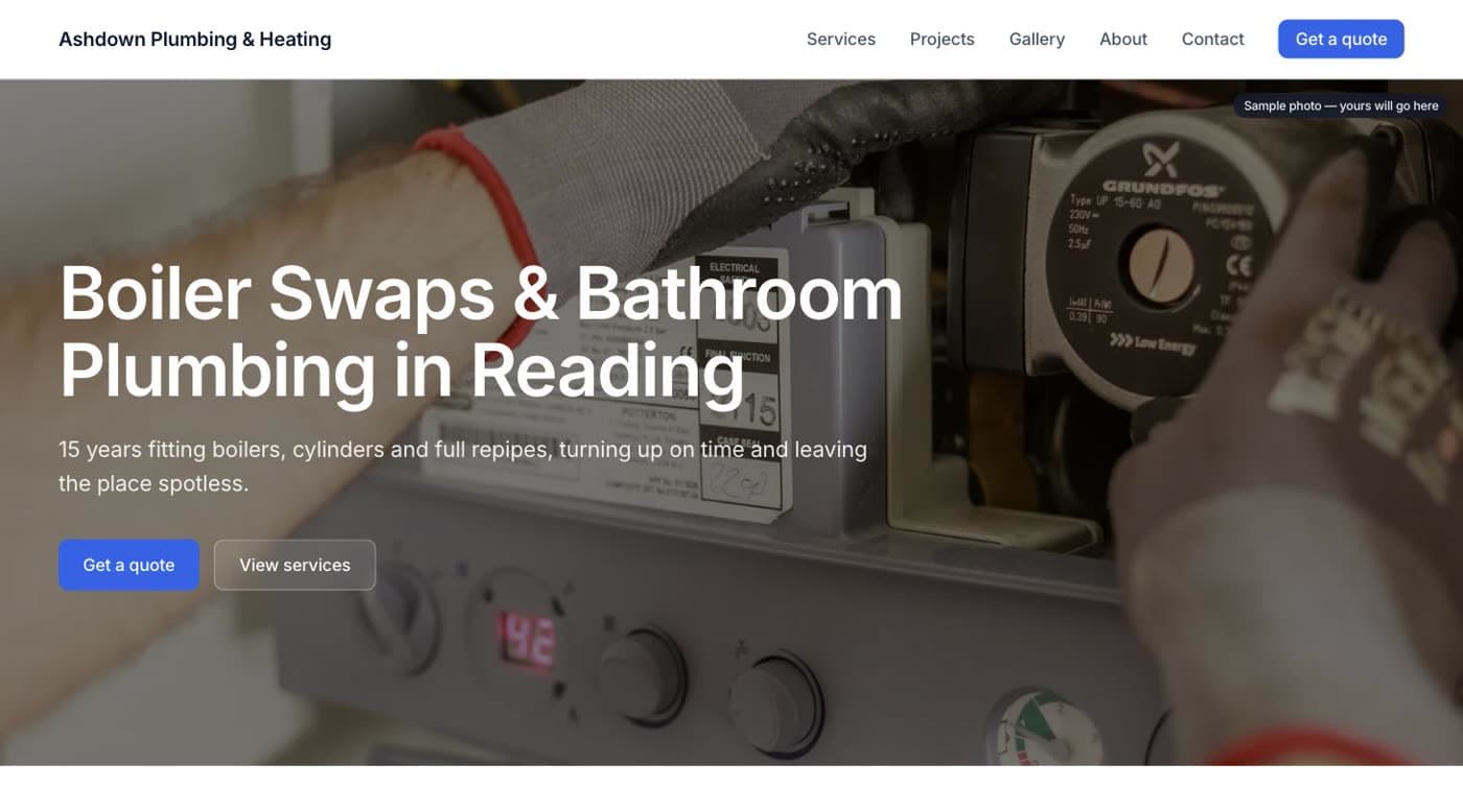 Website Guv built for Ashdown Plumbing & Heating, Reading
