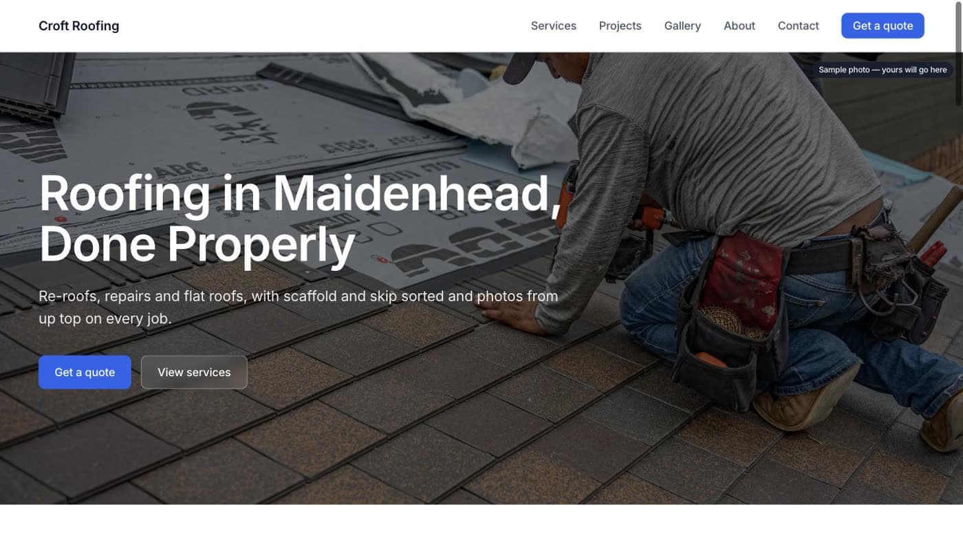 Website Guv built for Croft Roofing, Maidenhead