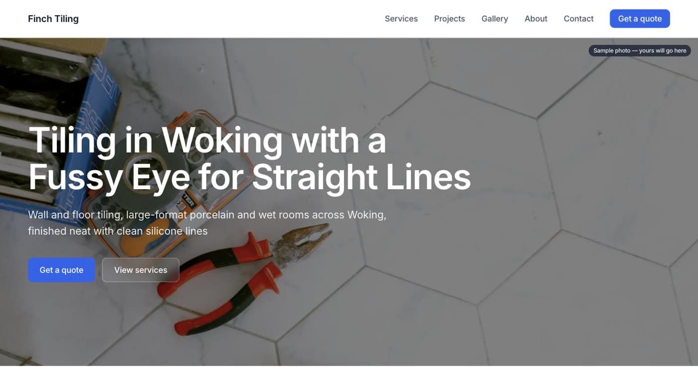 Website Guv built for Finch Tiling, Woking