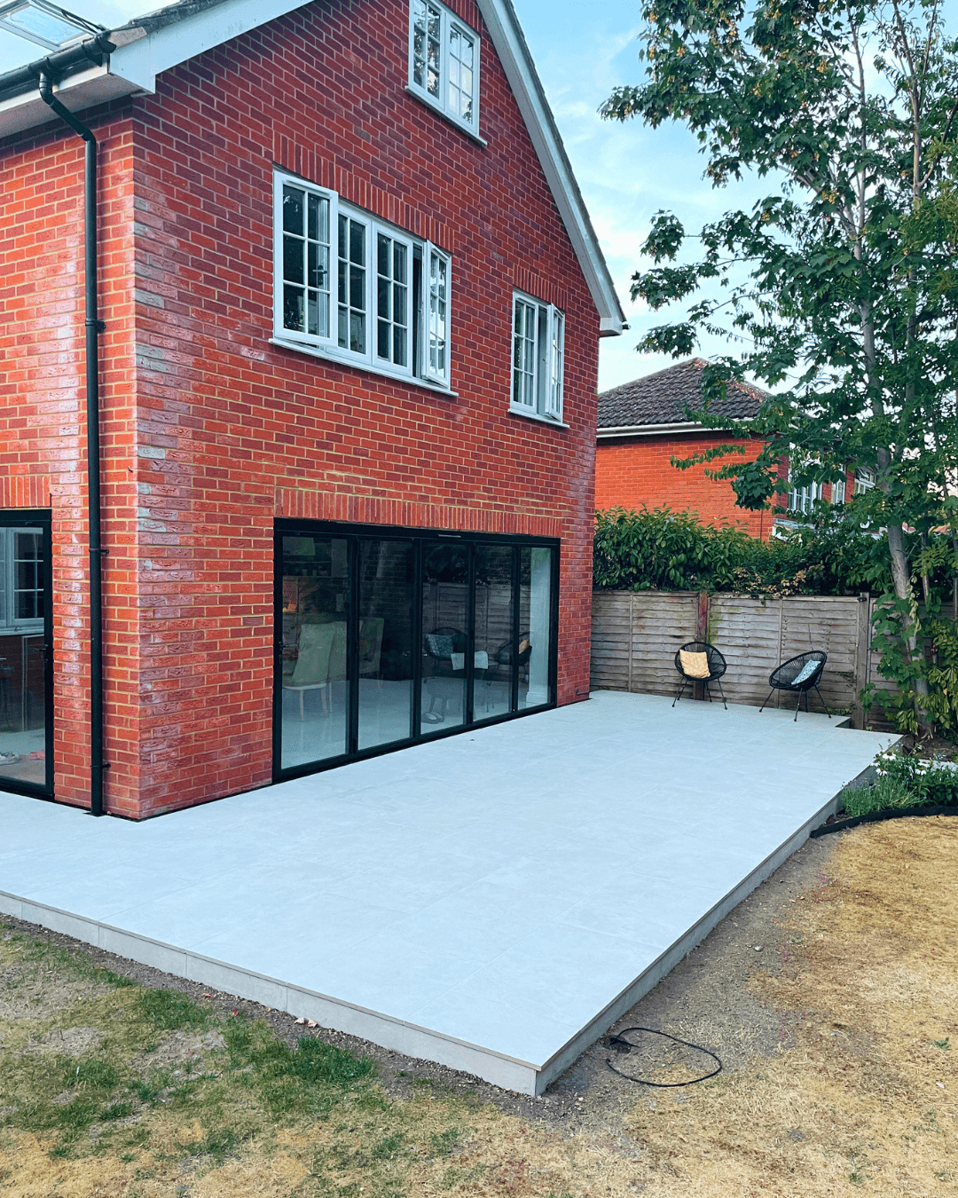 New patio install with raised levels in Wokingham