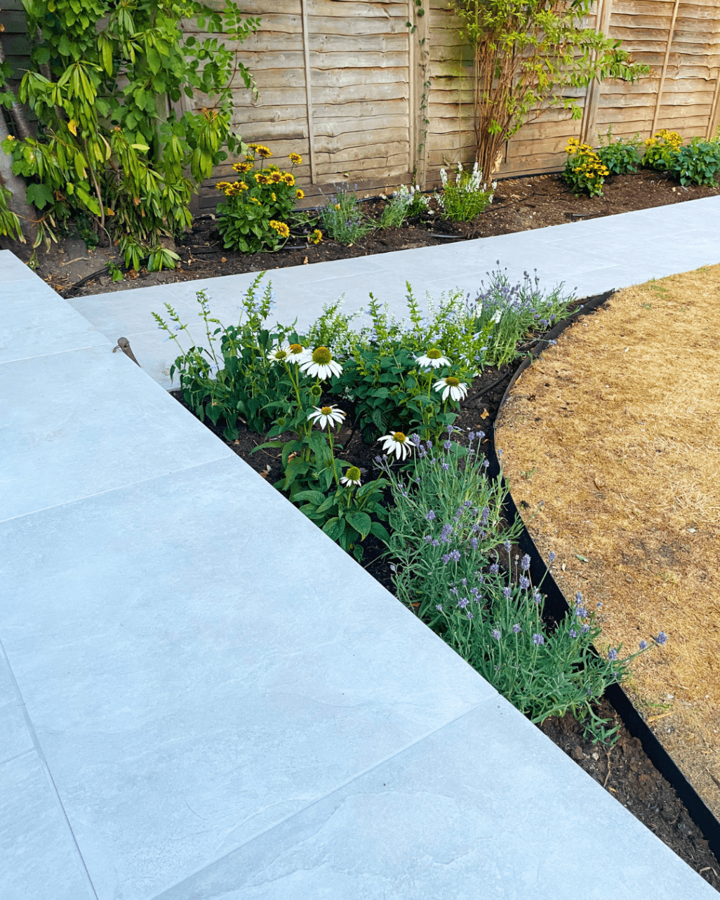 New patio install with raised levels in Wokingham
