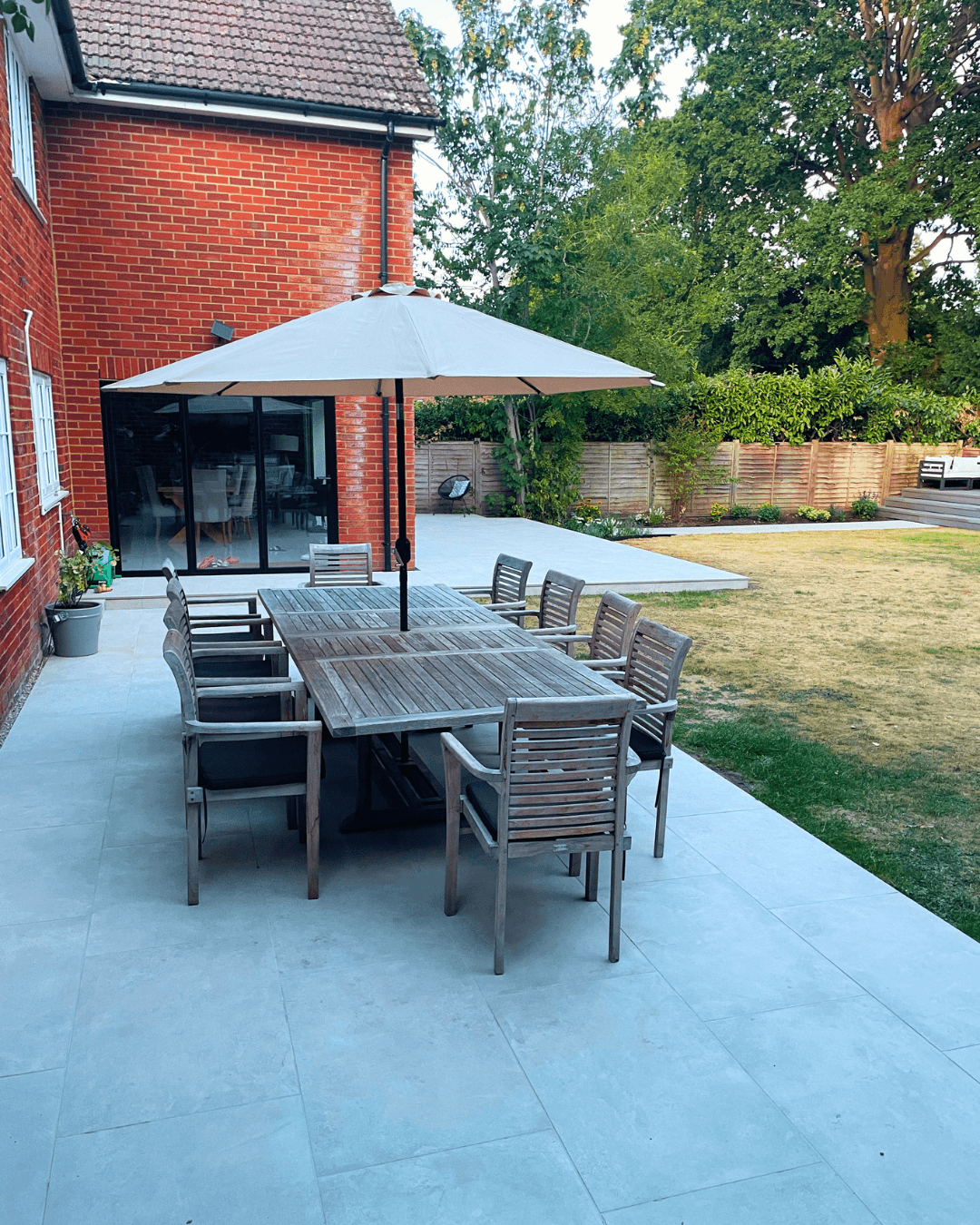 New patio install with raised levels in Wokingham